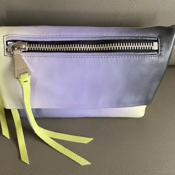 Aimee Kestenberg "Ombre Reef" crossbody leather purse gradient purple lime - NEW - Picture 3 of 16